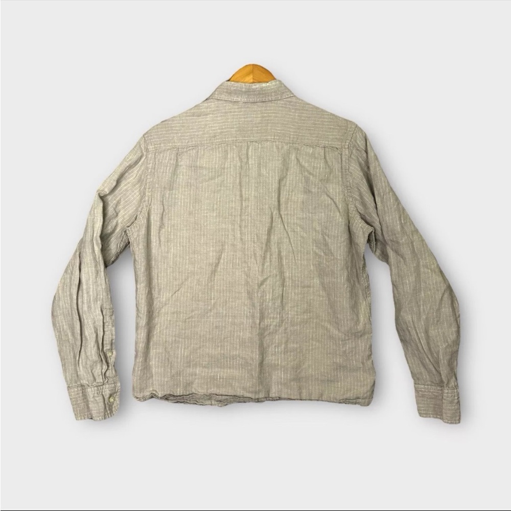 Banana Republic 100% Linen Military Long Sleeve Shirt Women’s M 15-15.5 Brown - Picture 2 of 9
